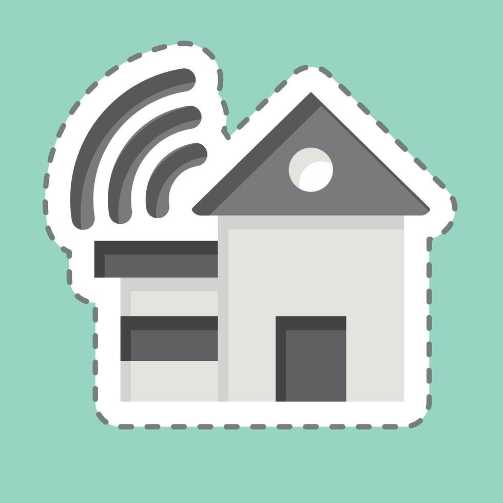 Sticker line cut Smart House. related to Smart City symbol. simple design illustration vector