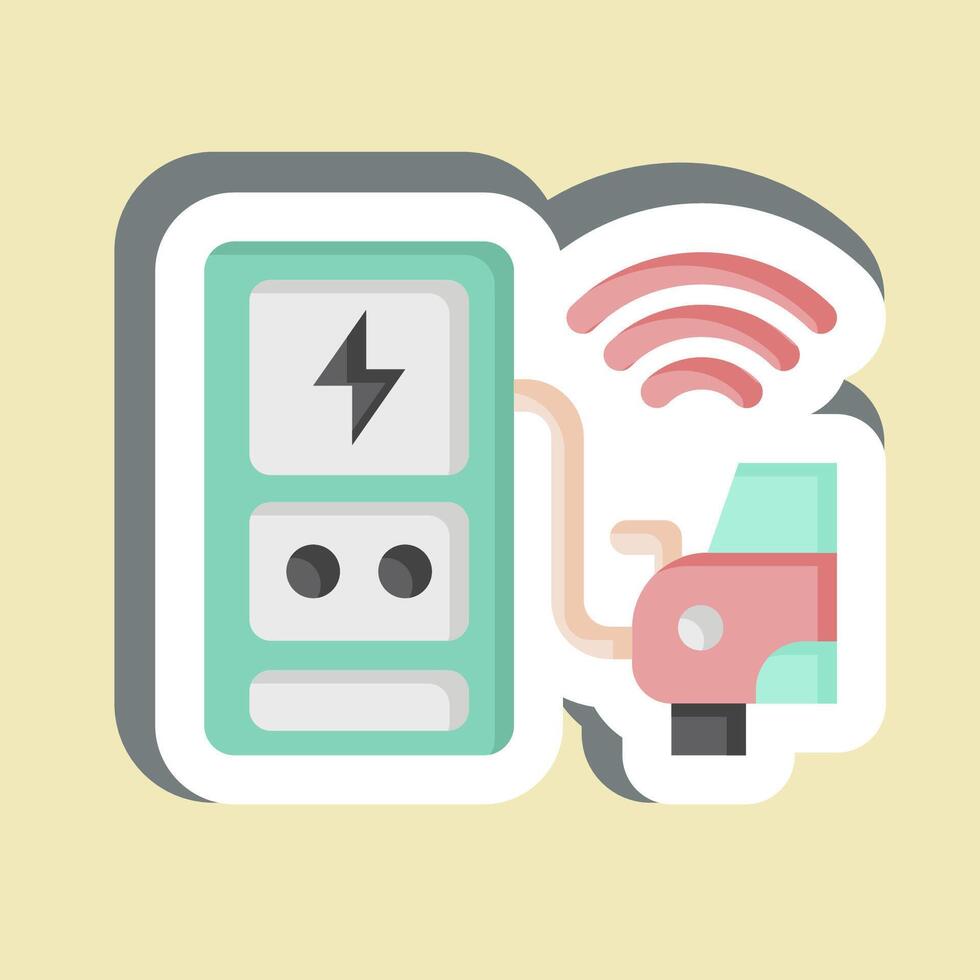 Sticker Charging Station. related to Smart City symbol. simple design illustration vector