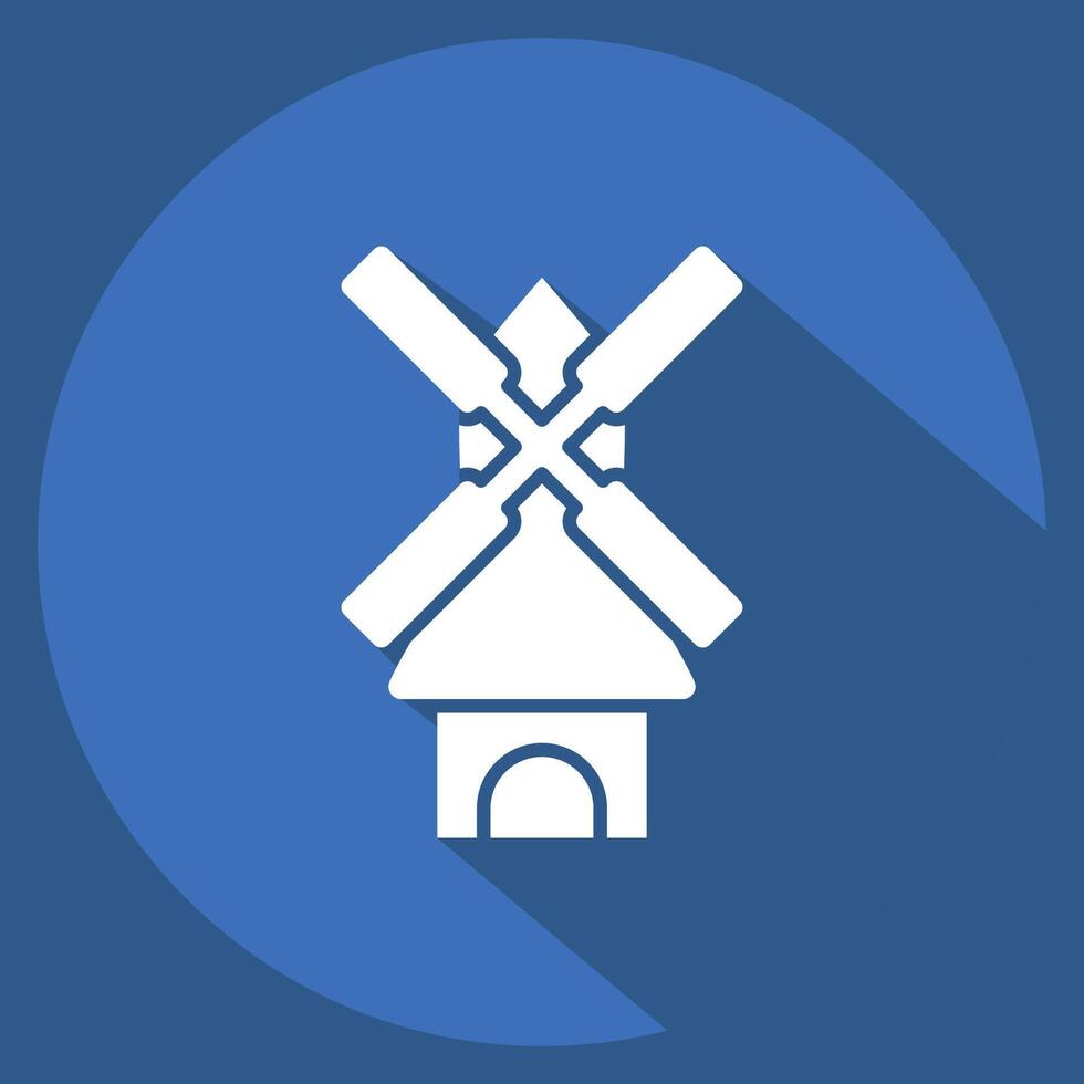 Icon Windmill. related to Smart City symbol. long shadow style. simple design illustration vector