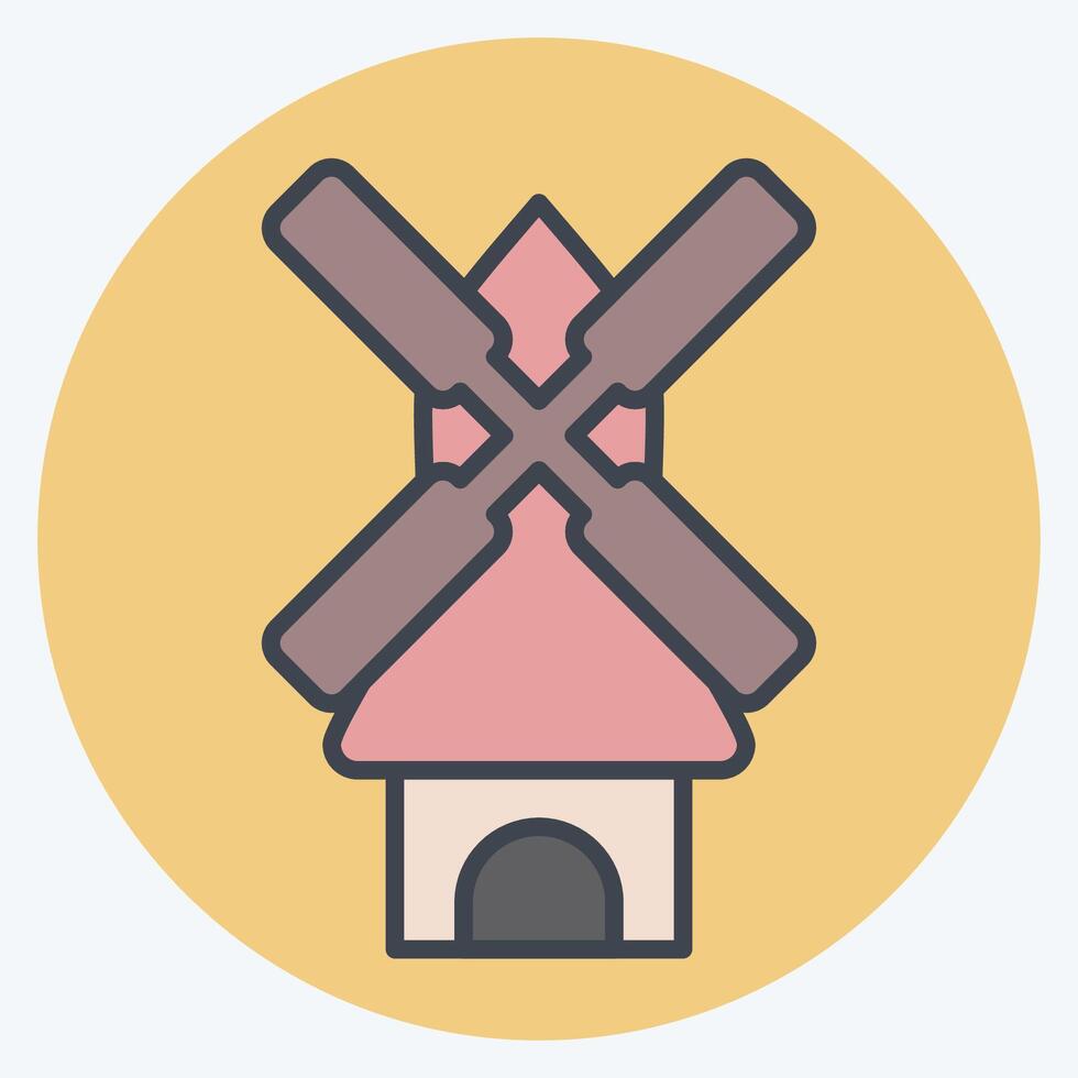 Icon Windmill. related to Smart City symbol. color mate style. simple design illustration vector