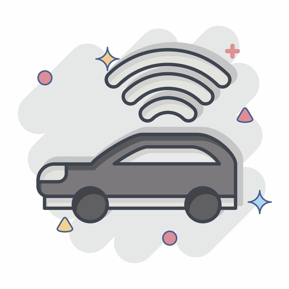 Icon Smart car. related to Smart City symbol. comic style. simple design illustration vector