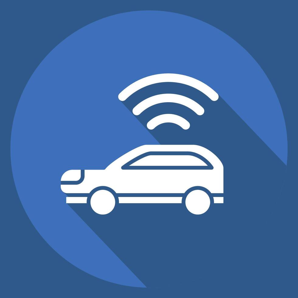 Icon Smart car. related to Smart City symbol. long shadow style. simple design illustration vector