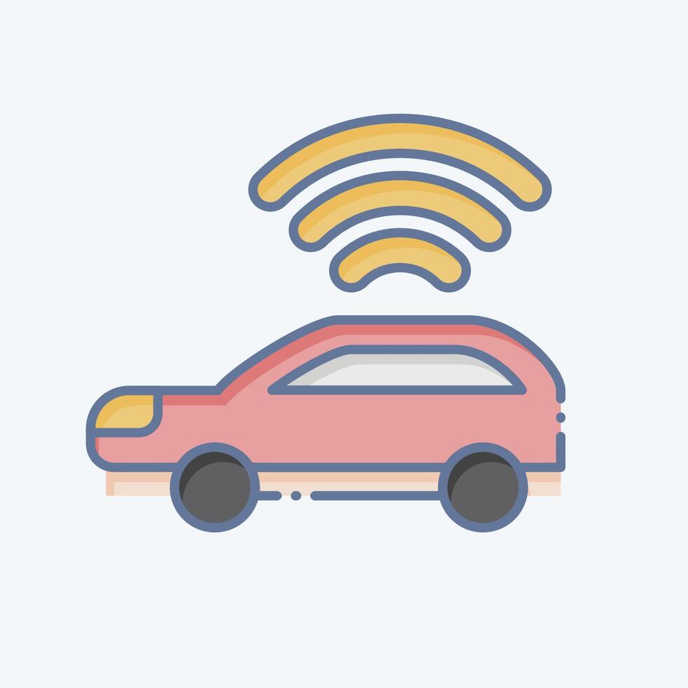 Icon Smart car. related to Smart City symbol. doodle style. simple design illustration vector