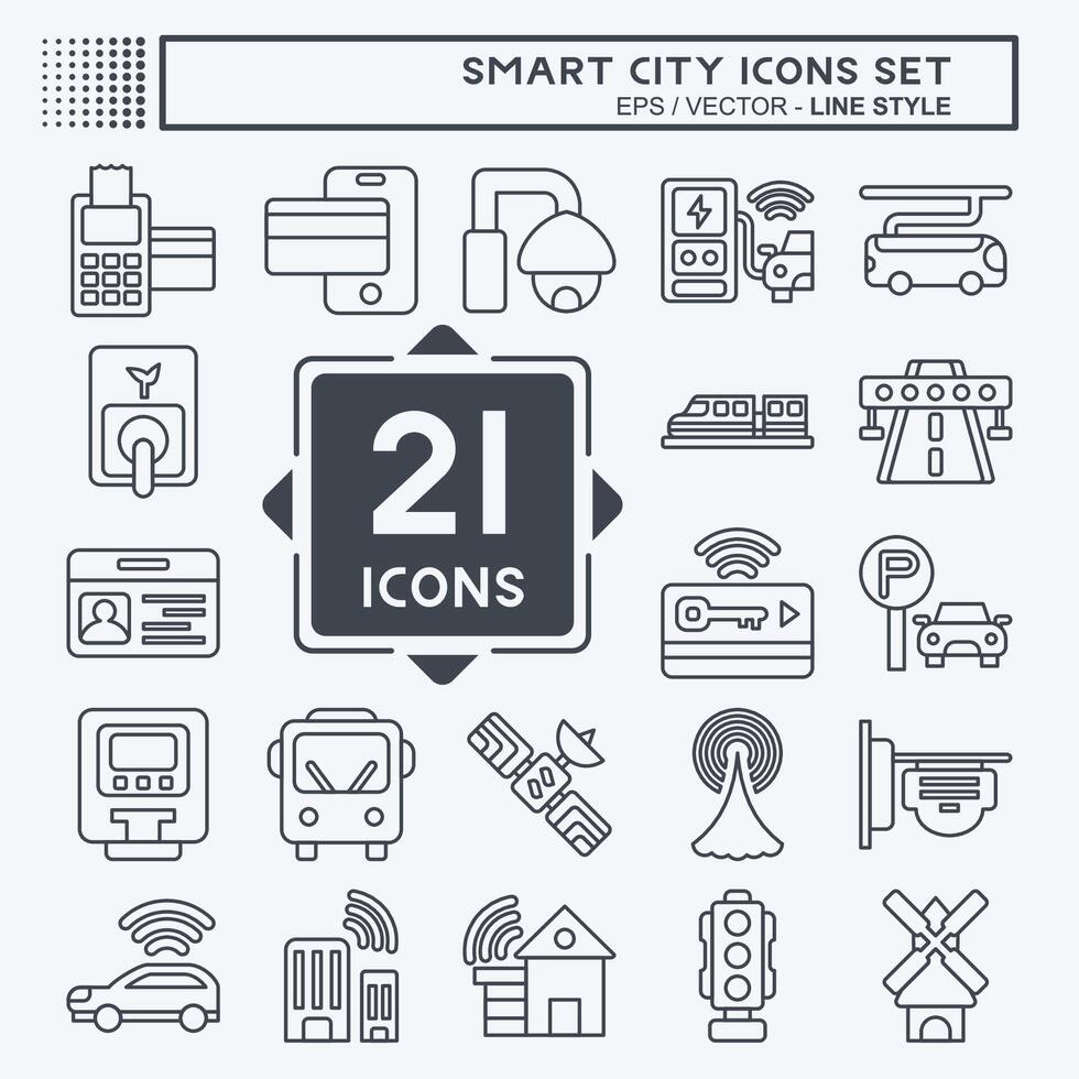 Icon Set Smart City. related to Technology symbol. line style. simple design illustration vector