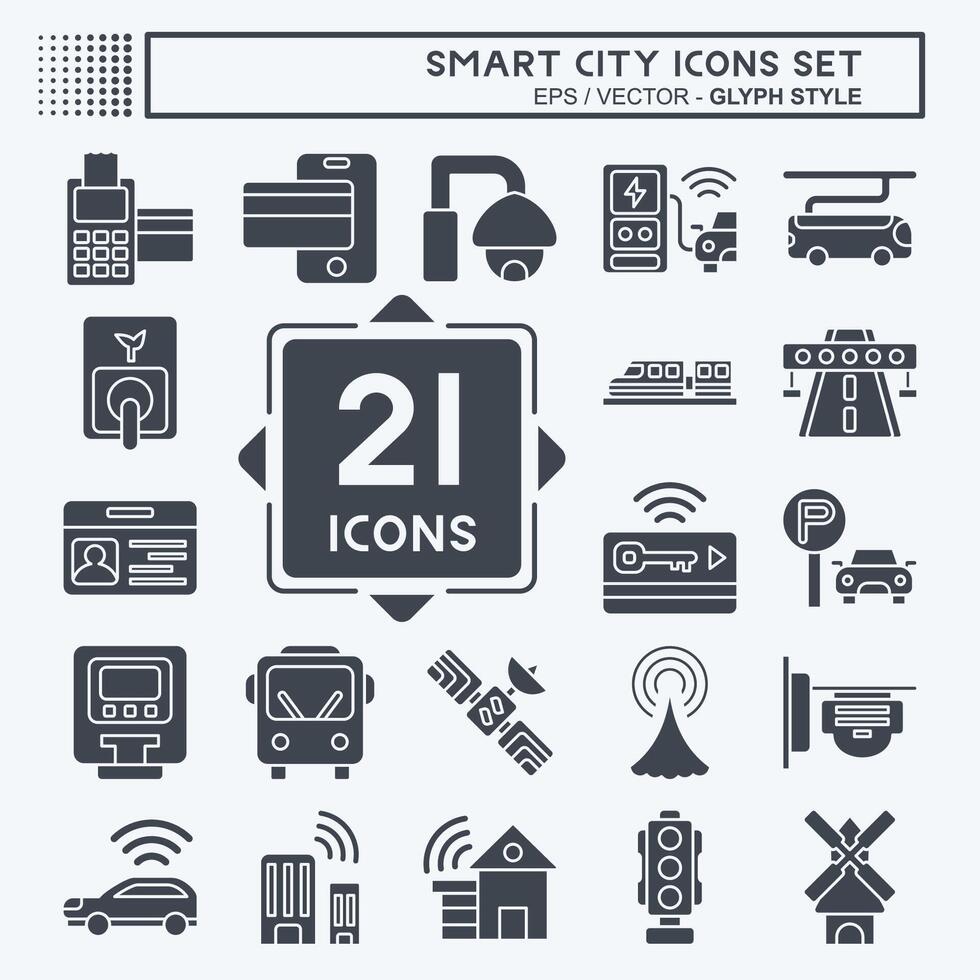 Icon Set Smart City. related to Technology symbol. glyph style. simple design illustration vector