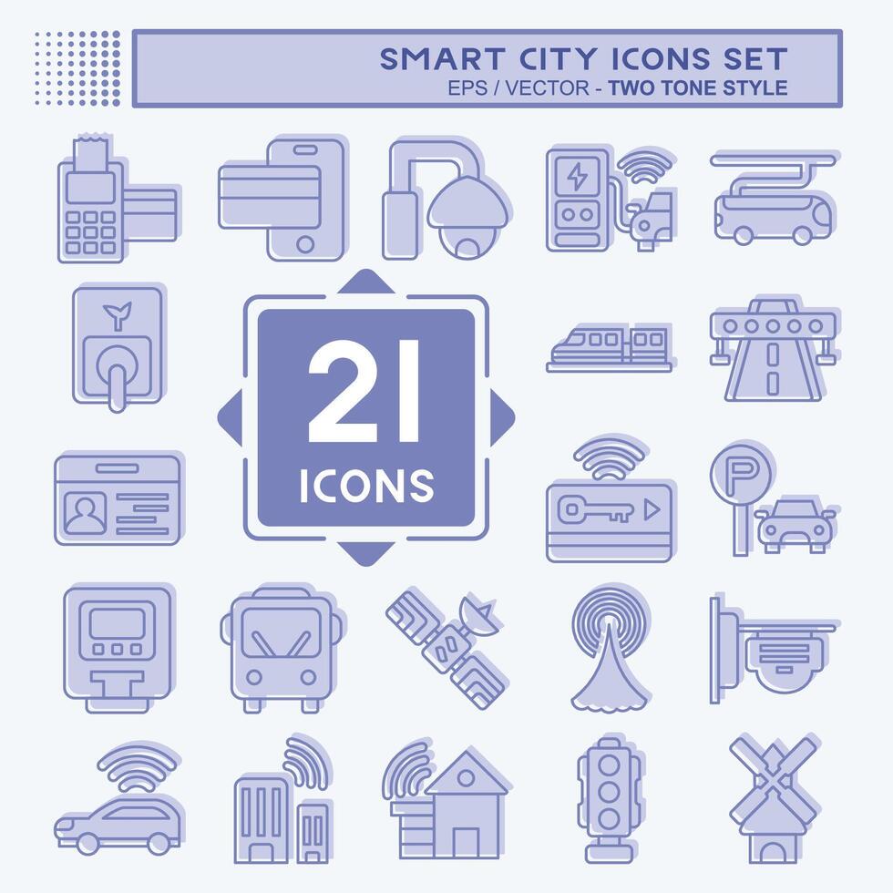 Icon Set Smart City. related to Technology symbol. two tone style. simple design illustration vector