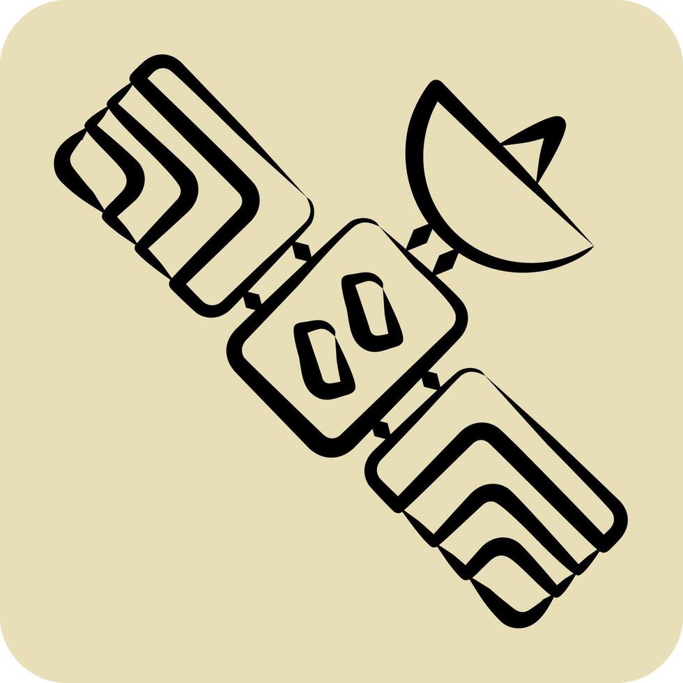 Icon Satellite. related to Smart City symbol. hand drawn style. simple design illustration vector