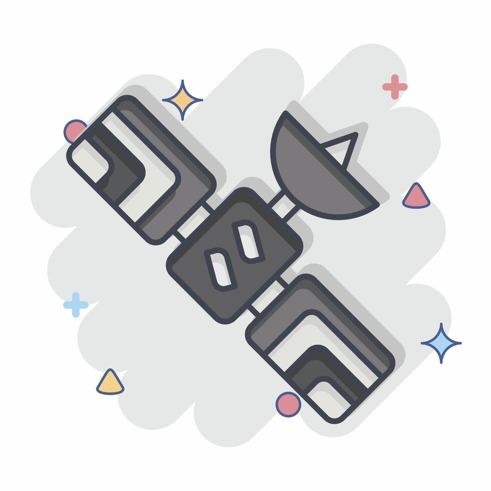 Icon Satellite. related to Smart City symbol. comic style. simple design illustration vector