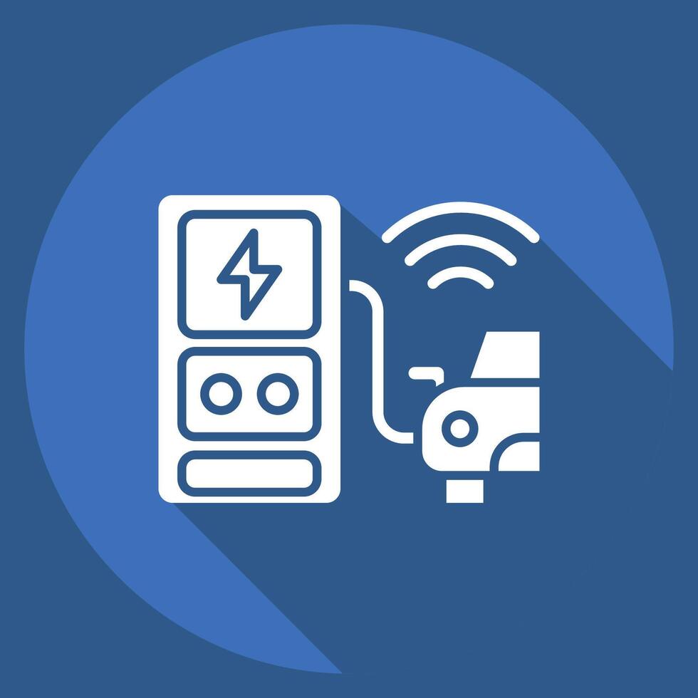 Icon Charging Station. related to Smart City symbol. long shadow style. simple design illustration vector