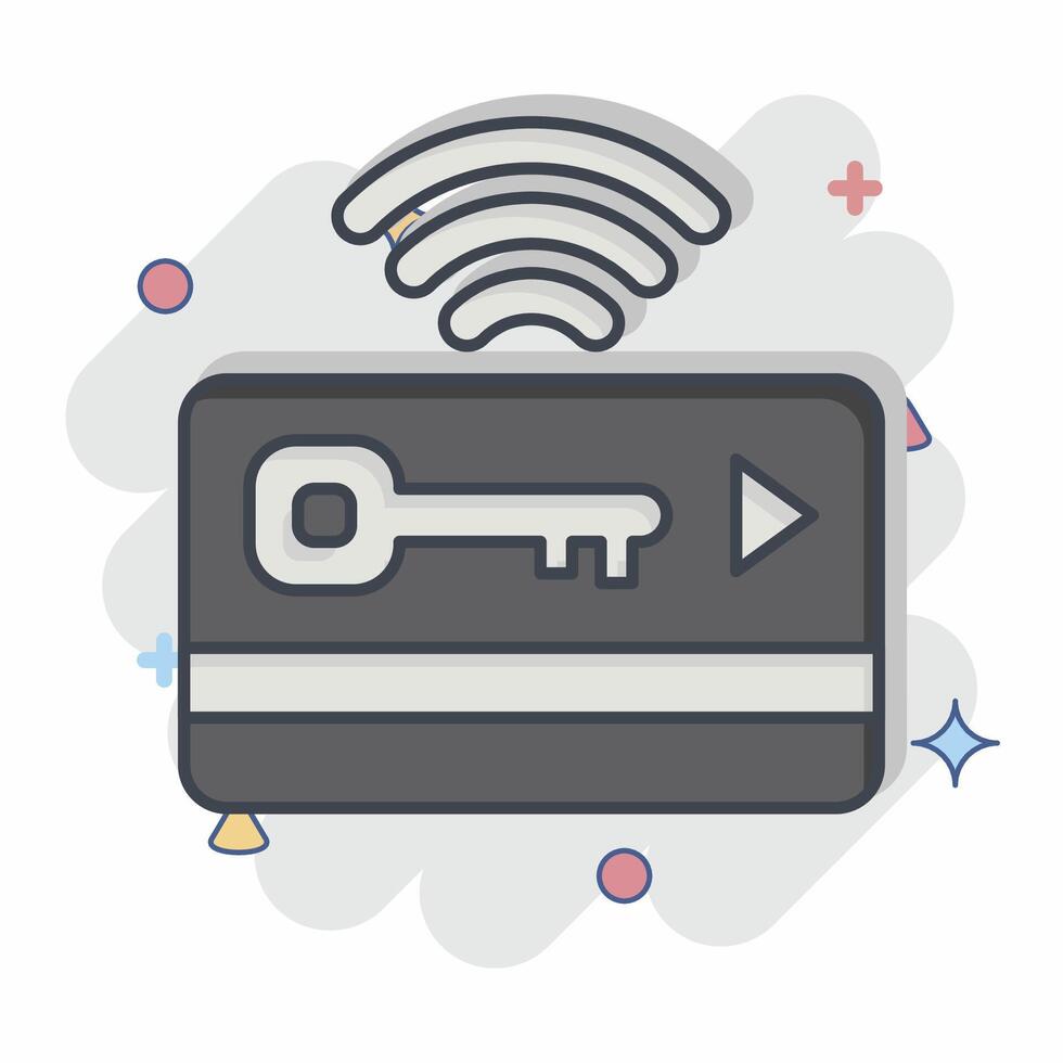 Icon Keycard. related to Smart City symbol. comic style. simple design illustration vector