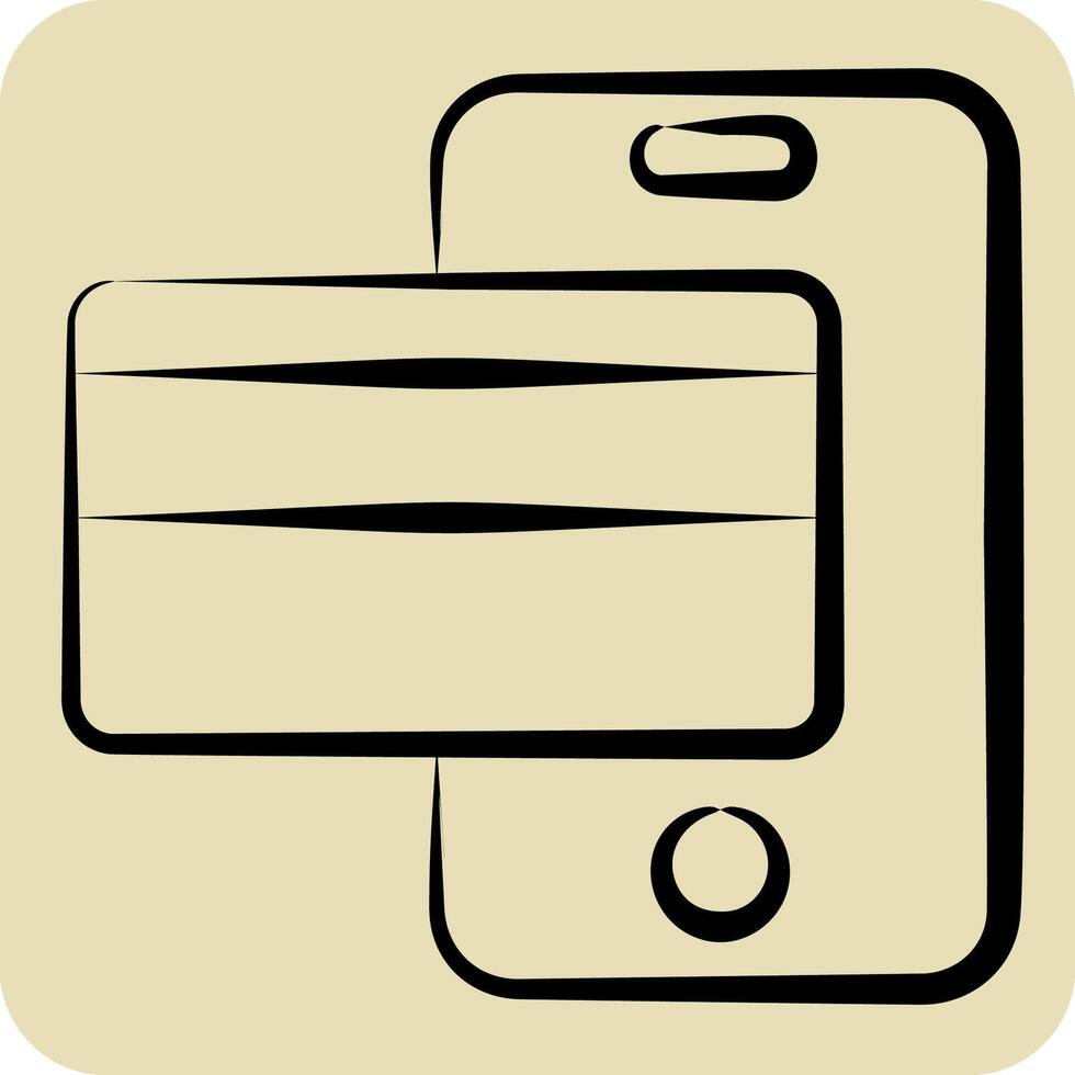 Icon Cashless Payment. related to Smart City symbol. hand drawn style. simple design illustration vector
