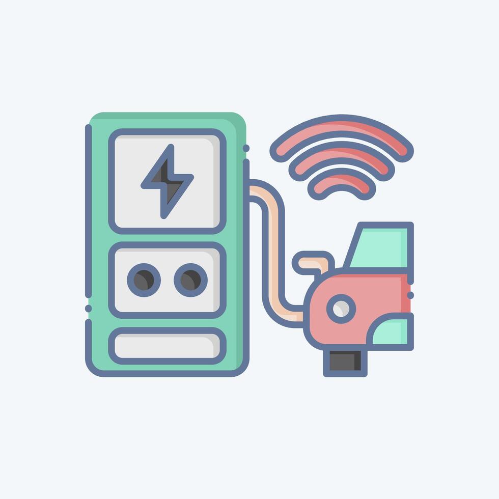 Icon Charging Station. related to Smart City symbol. doodle style. simple design illustration vector