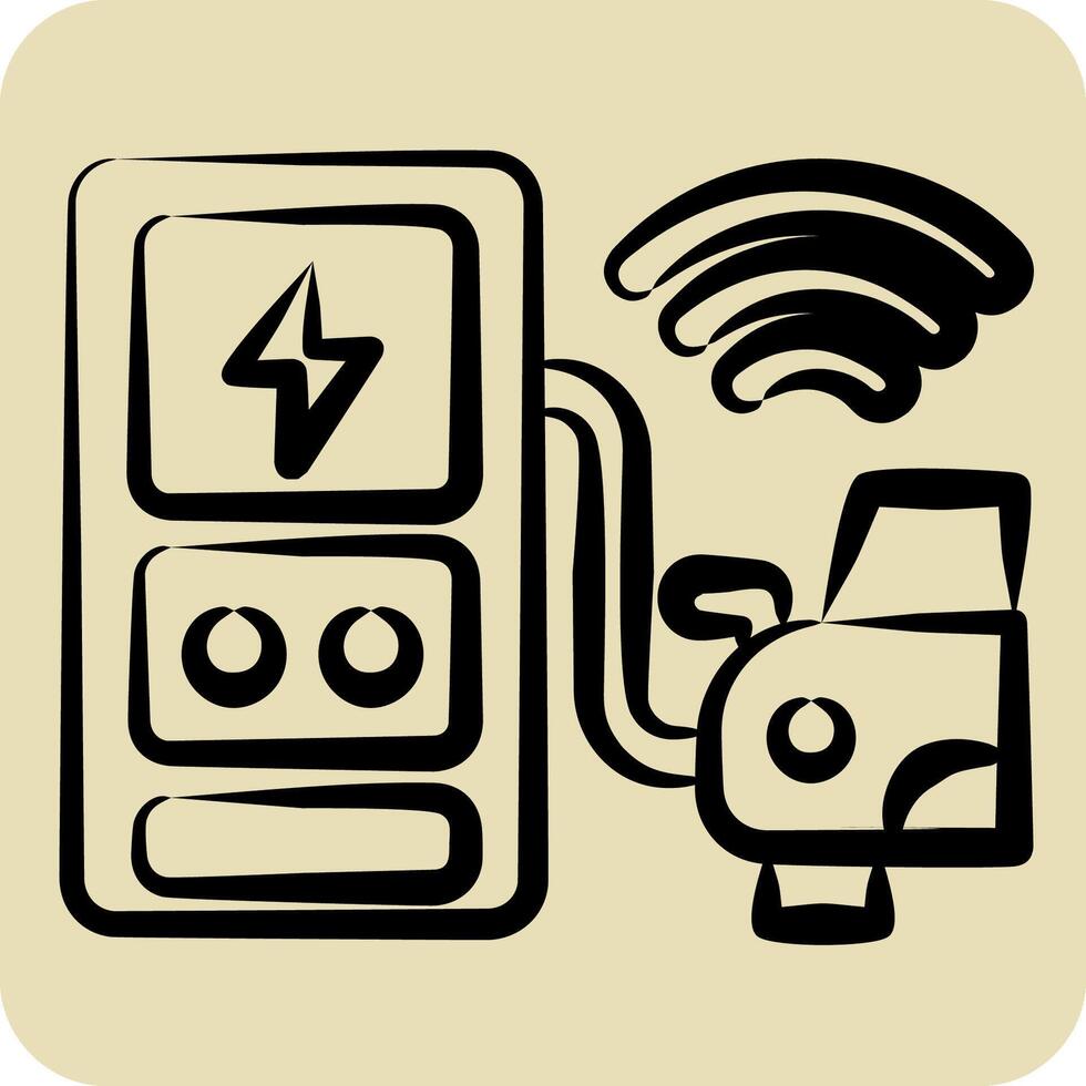 Icon Charging Station. related to Smart City symbol. hand drawn style. simple design illustration vector