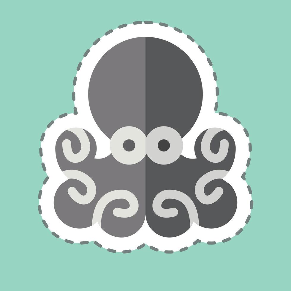 Sticker line cut Octopus. related to Seafood symbol. simple design illustration vector