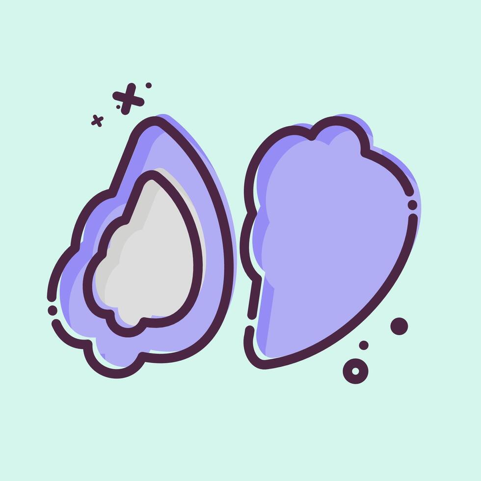 Icon Oyster. related to Seafood symbol. MBE style. simple design illustration vector