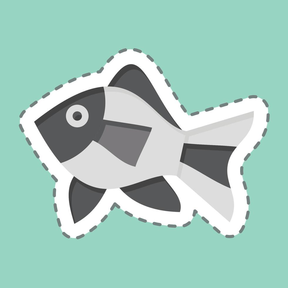 Sticker line cut Atlantic Fish. related to Seafood symbol. simple design illustration vector