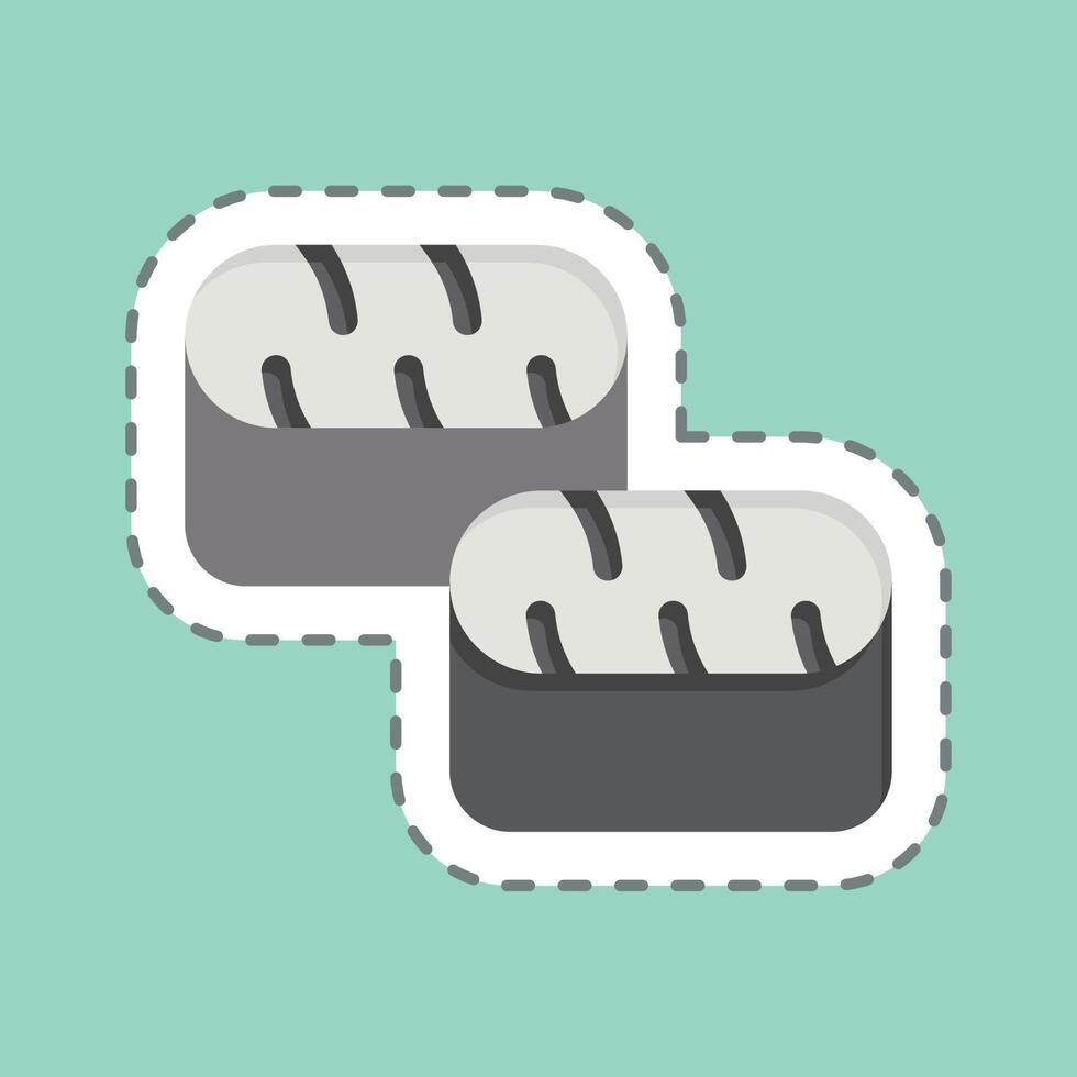 Sticker line cut Sushi Tuna. related to Seafood symbol. simple design illustration vector