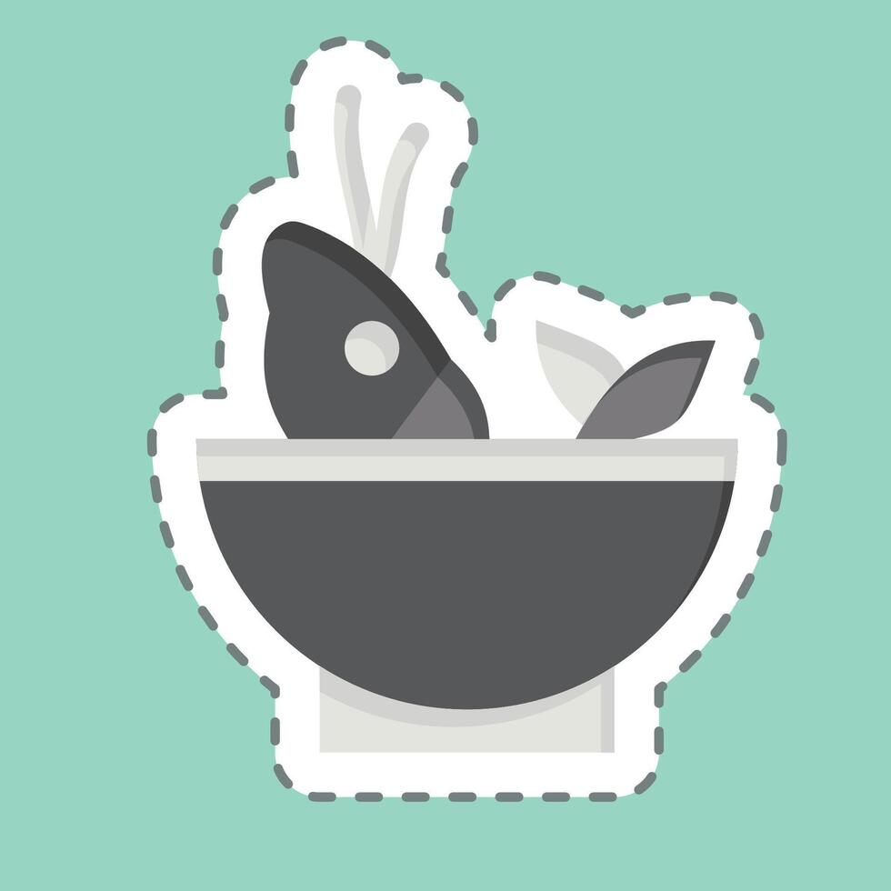 Sticker line cut Soup Sea. related to Seafood symbol. simple design illustration vector