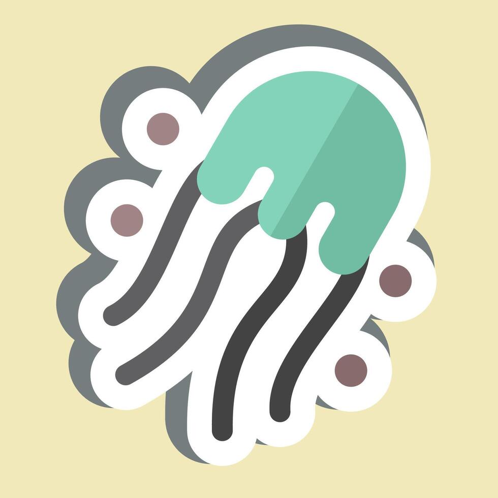 Sticker Jelly Fish. related to Seafood symbol. simple design illustration vector