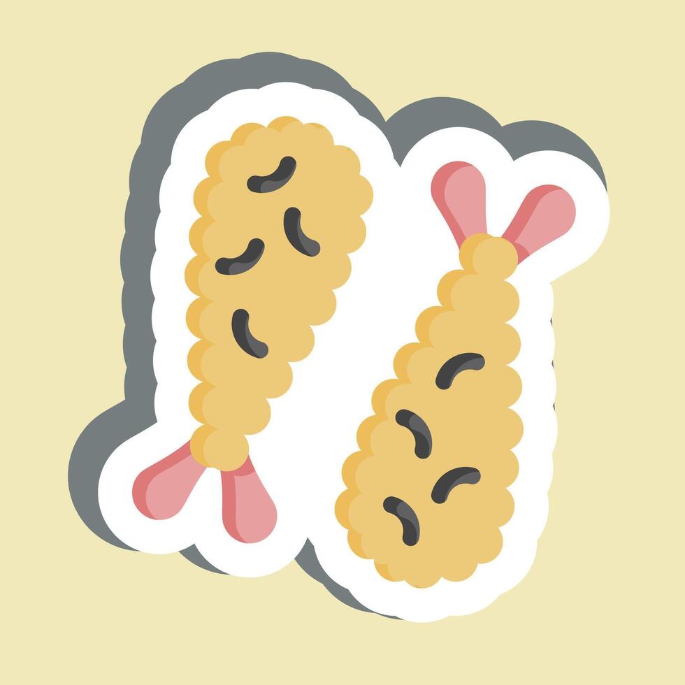 Sticker Ebi Fry. related to Seafood symbol. simple design illustration vector