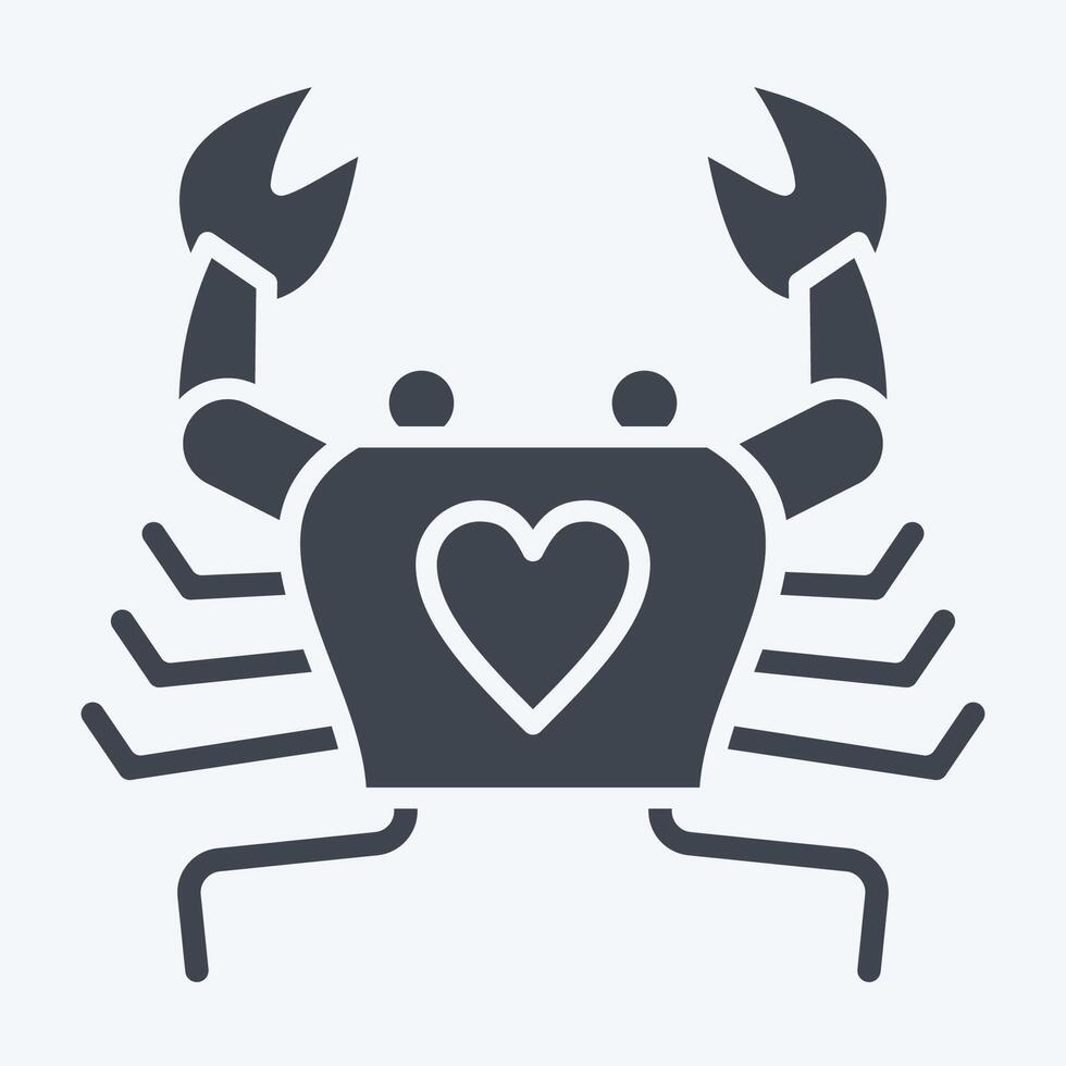 Icon Crab. related to Seafood symbol. glyph style. simple design illustration vector