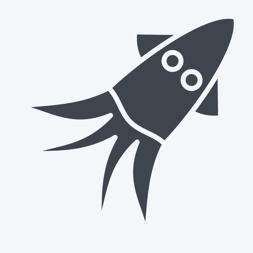 Icon Squid. related to Seafood symbol. glyph style. simple design illustration vector