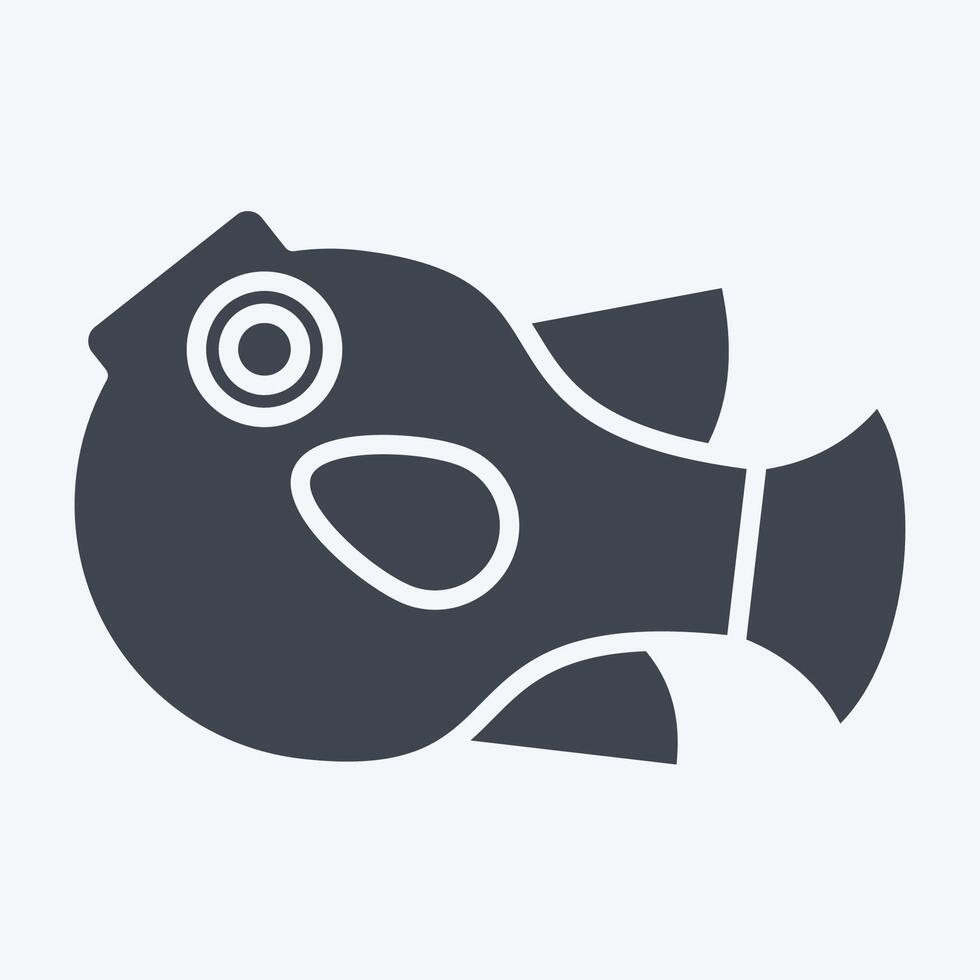 Icon Puffer Fish. related to Seafood symbol. glyph style. simple design illustration vector