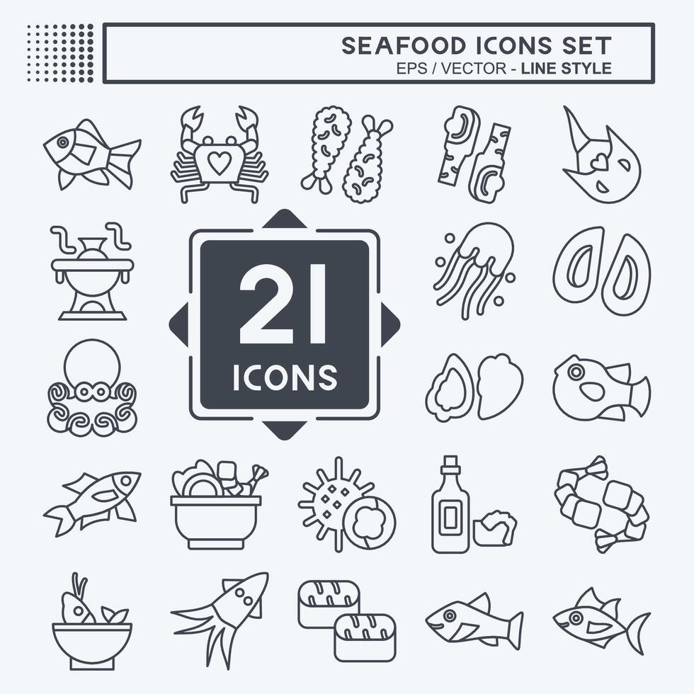 Icon Set Seafood. related to Holiday symbol. line style. simple design illustration vector