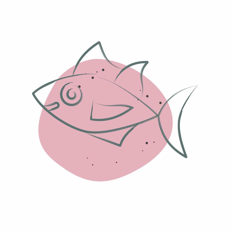 Icon Tuna. related to Seafood symbol. Color Spot Style. simple design illustration vector