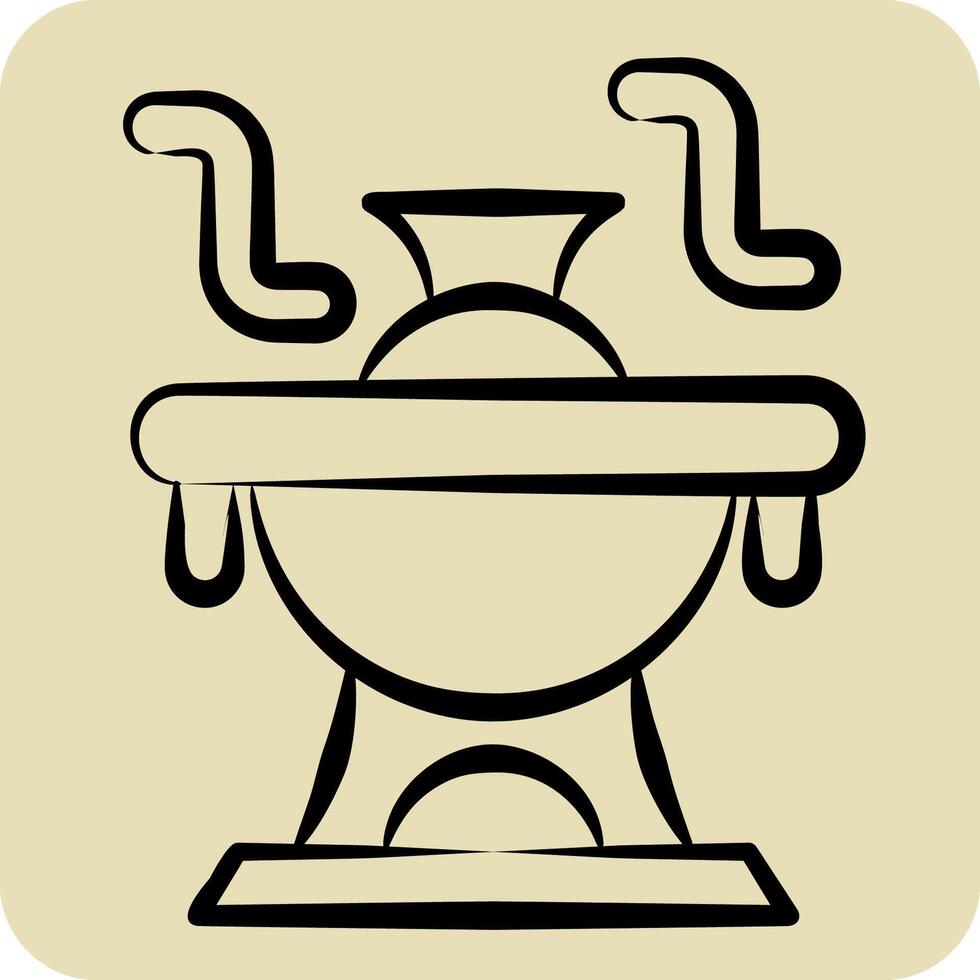 Icon Hot Pot. related to Seafood symbol. hand drawn style. simple design illustration vector