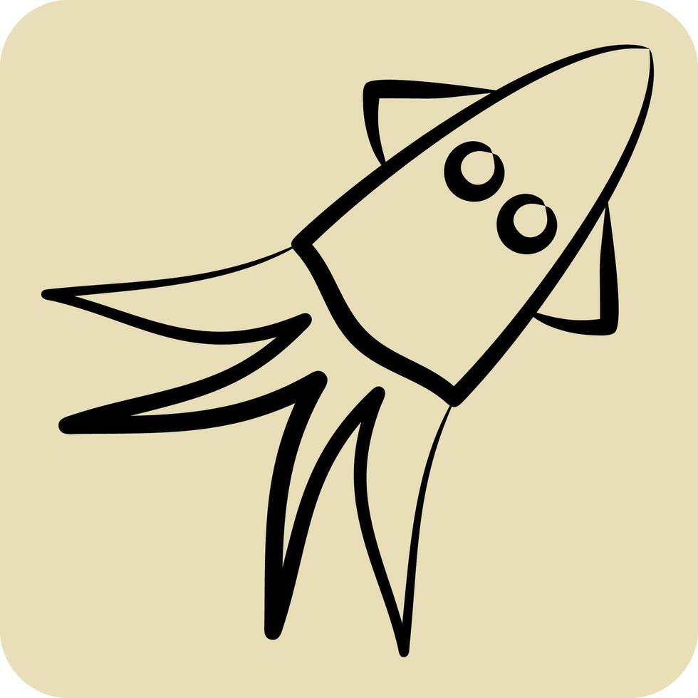 Icon Squid. related to Seafood symbol. hand drawn style. simple design illustration vector