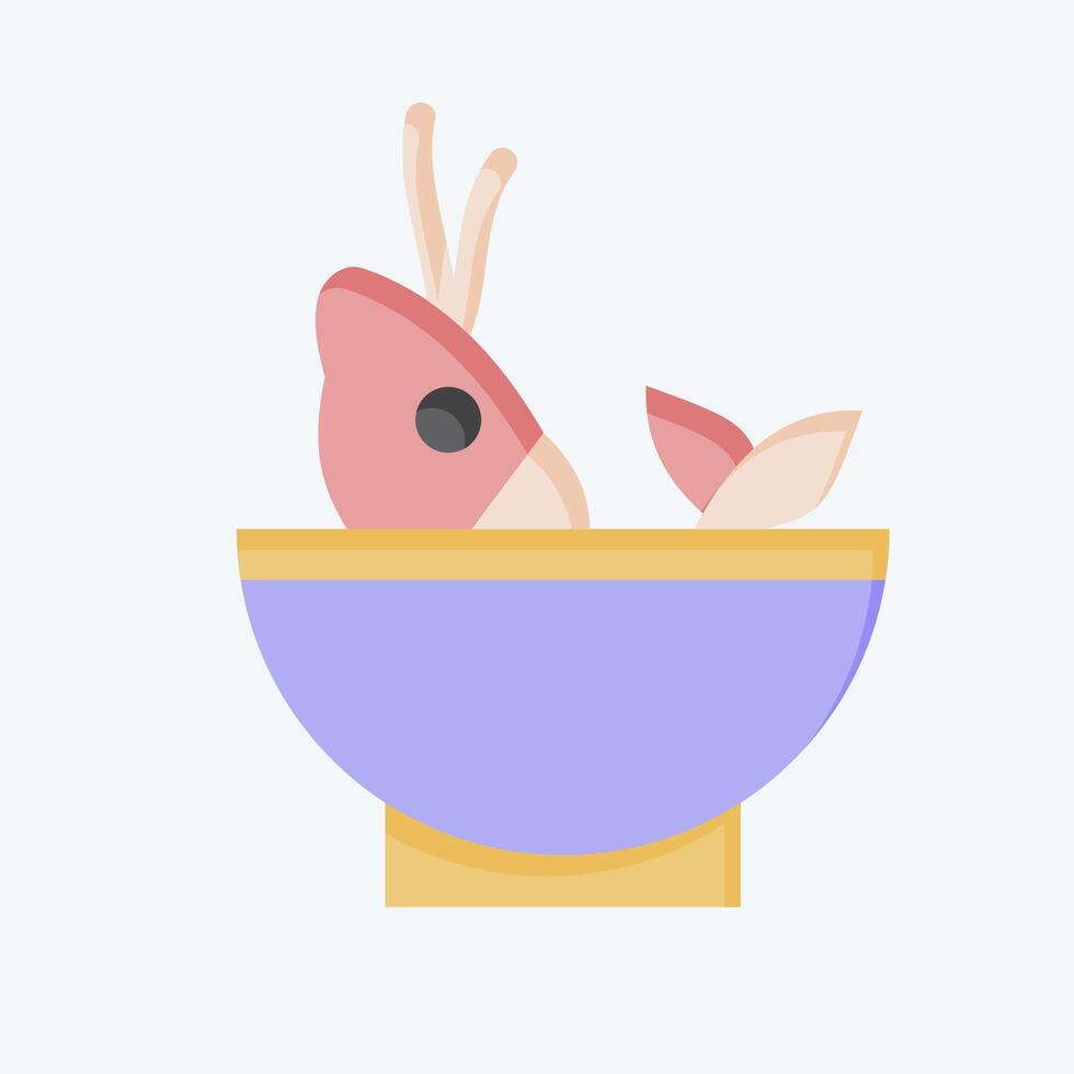 Icon Soup Sea. related to Seafood symbol. flat style. simple design illustration vector