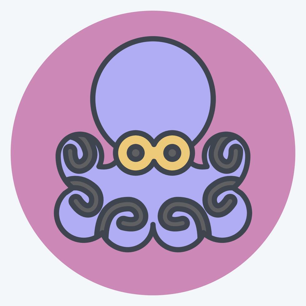 Icon Octopus. related to Seafood symbol. color mate style. simple design illustration vector