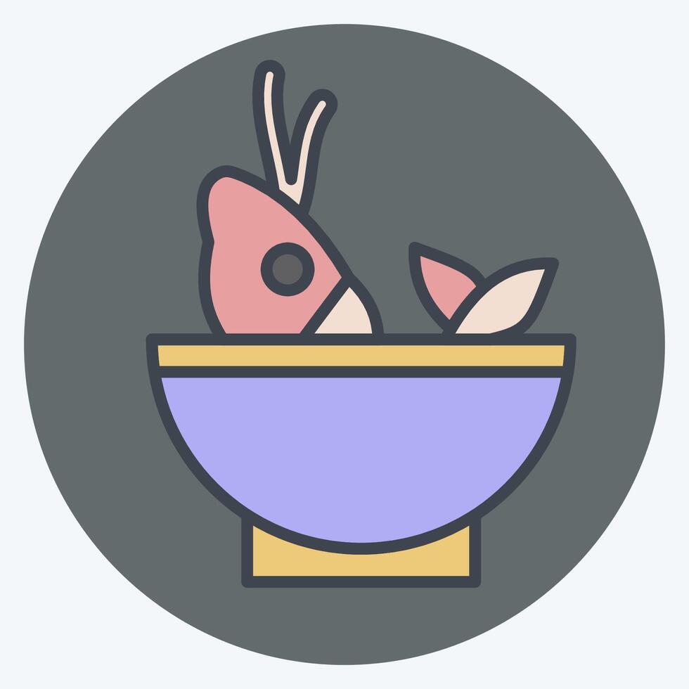 Icon Soup Sea. related to Seafood symbol. color mate style. simple design illustration vector