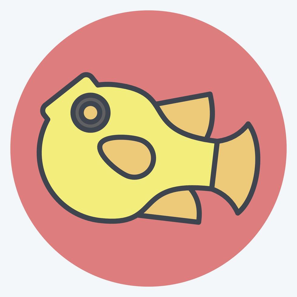 Icon Puffer Fish. related to Seafood symbol. color mate style. simple design illustration vector