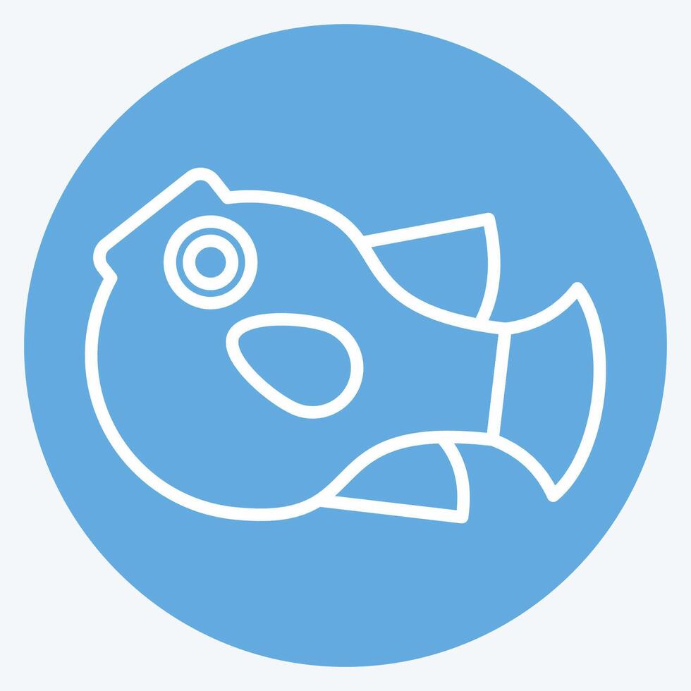 Icon Puffer Fish. related to Seafood symbol. blue eyes style. simple design illustration vector