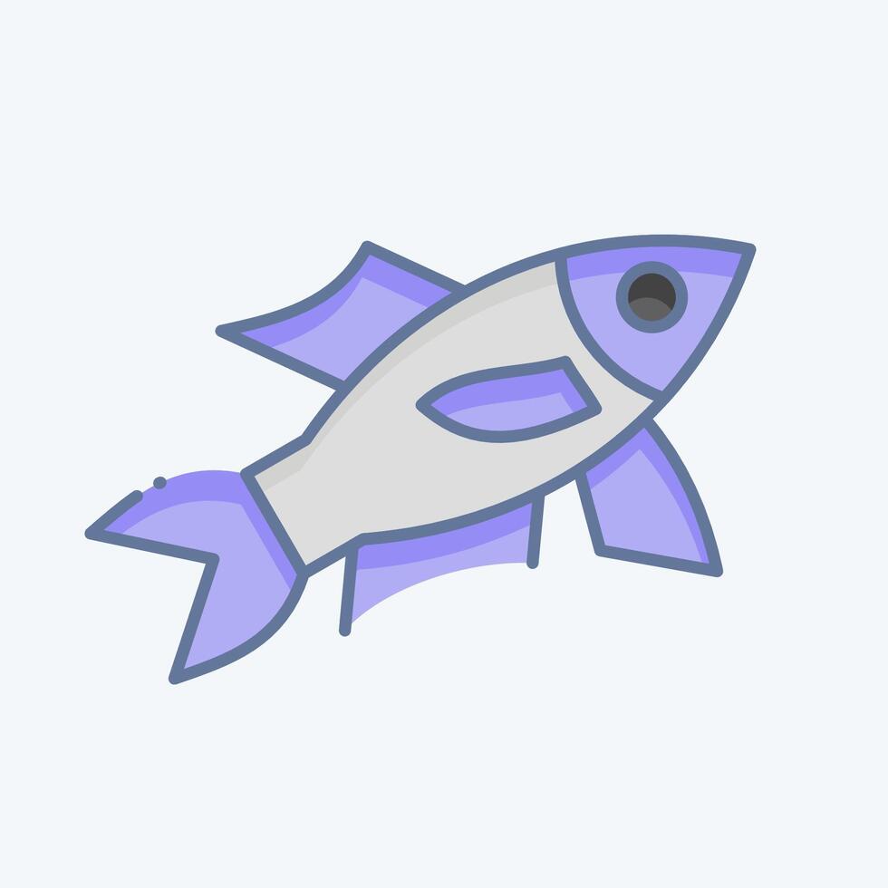 Icon Sardine. related to Seafood symbol. doodle style. simple design illustration vector