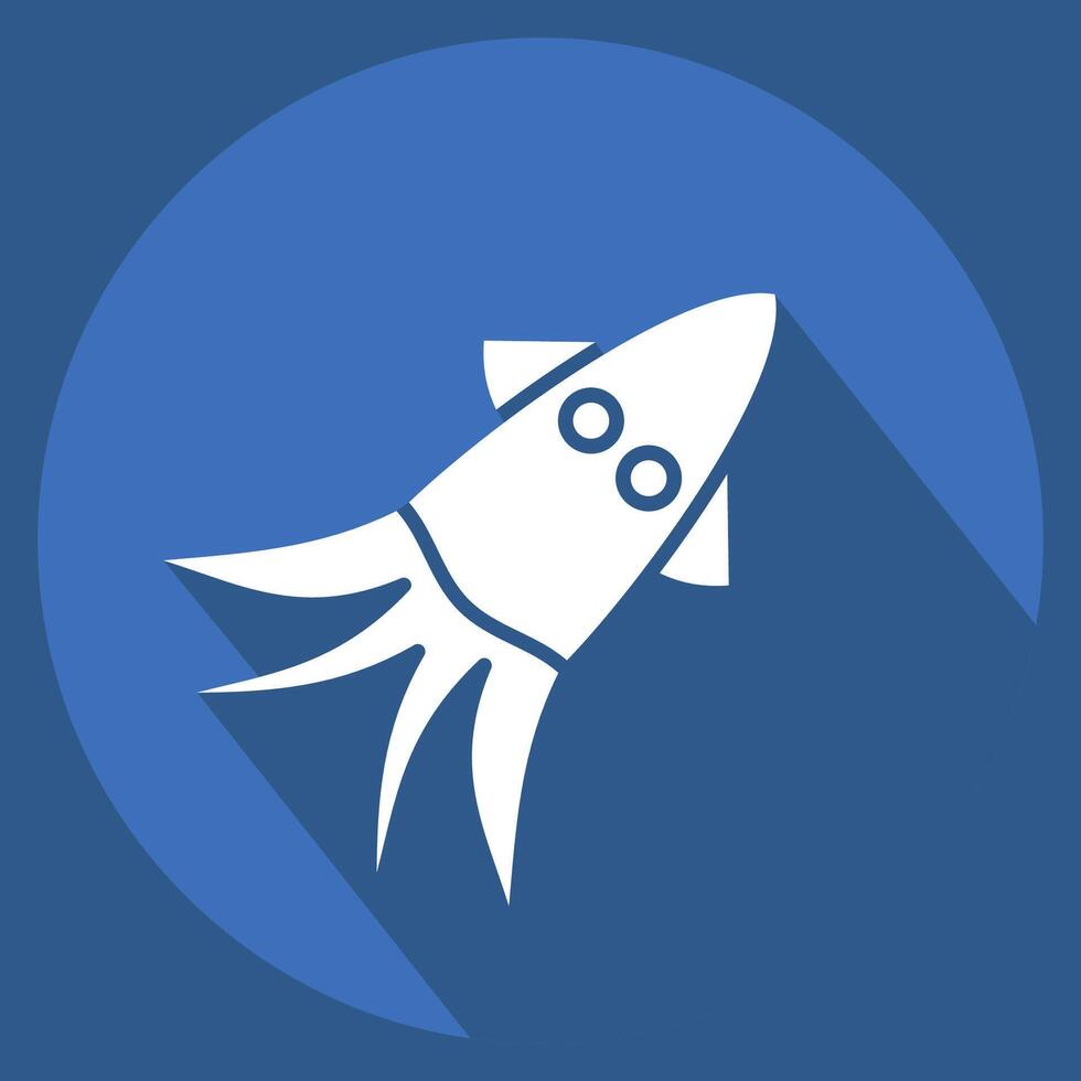 Icon Squid. related to Seafood symbol. long shadow style. simple design illustration vector