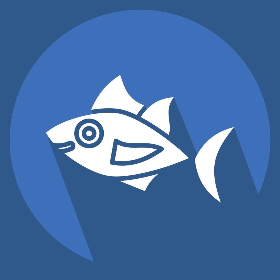 Icon Tuna. related to Seafood symbol. long shadow style. simple design illustration vector