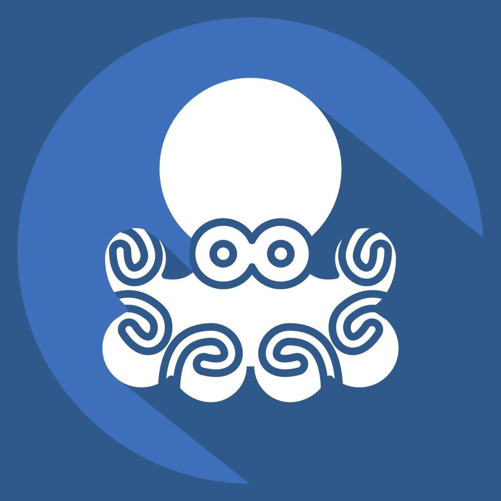 Icon Octopus. related to Seafood symbol. long shadow style. simple design illustration vector