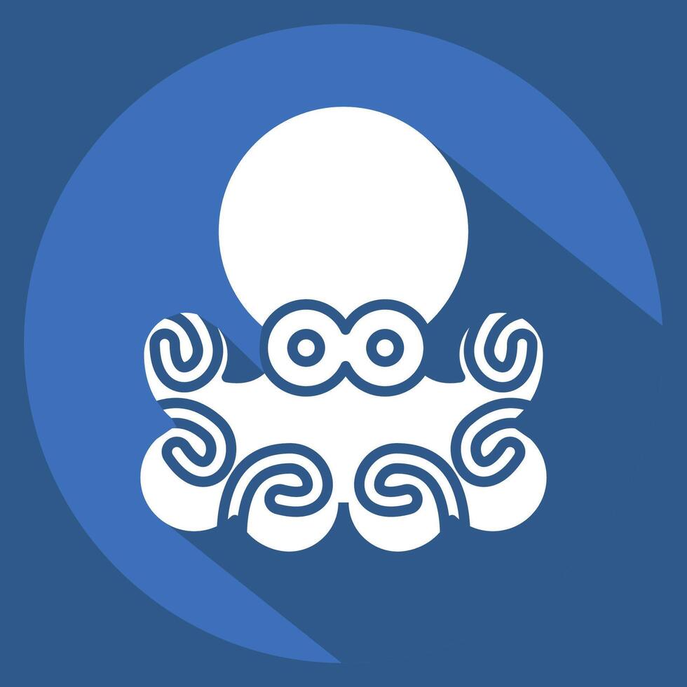 icono pulpo. relacionado a Mariscos símbolo. largo sombra estilo. sencillo diseño ilustración vector