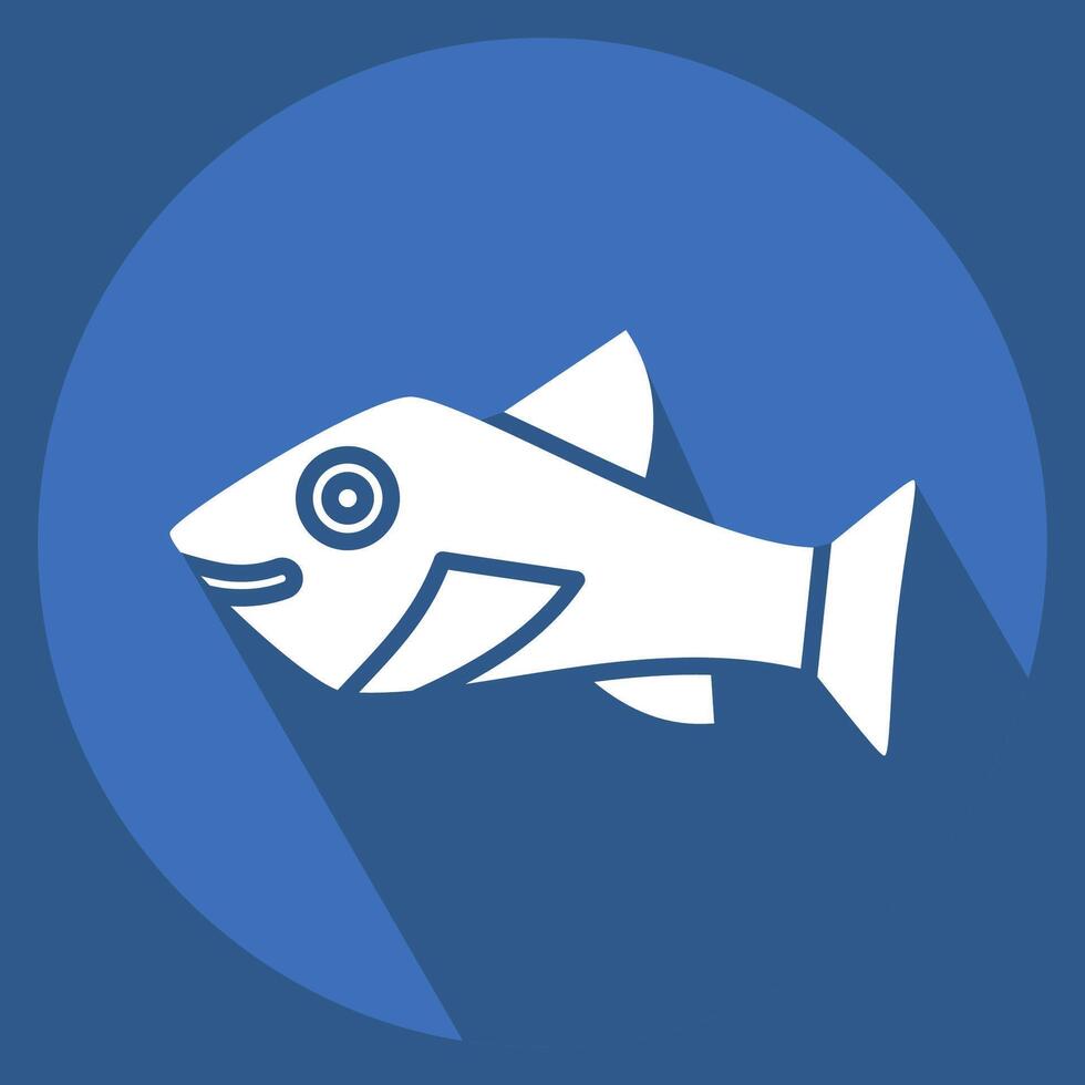 Icon Trout. related to Seafood symbol. long shadow style. simple design illustration vector