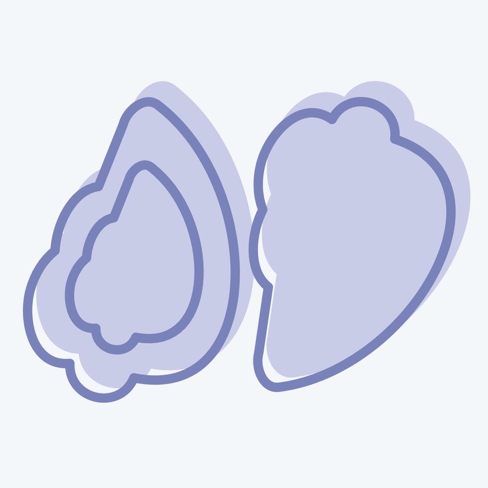 Icon Oyster. related to Seafood symbol. two tone style. simple design illustration vector