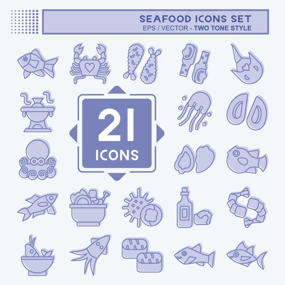 Icon Set Seafood. related to Holiday symbol. two tone style. simple design illustration vector
