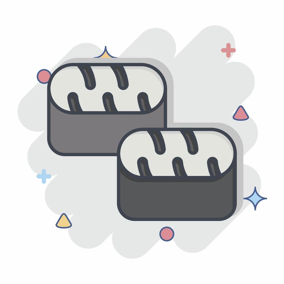 Icon Sushi Tuna. related to Seafood symbol. comic style. simple design illustration vector
