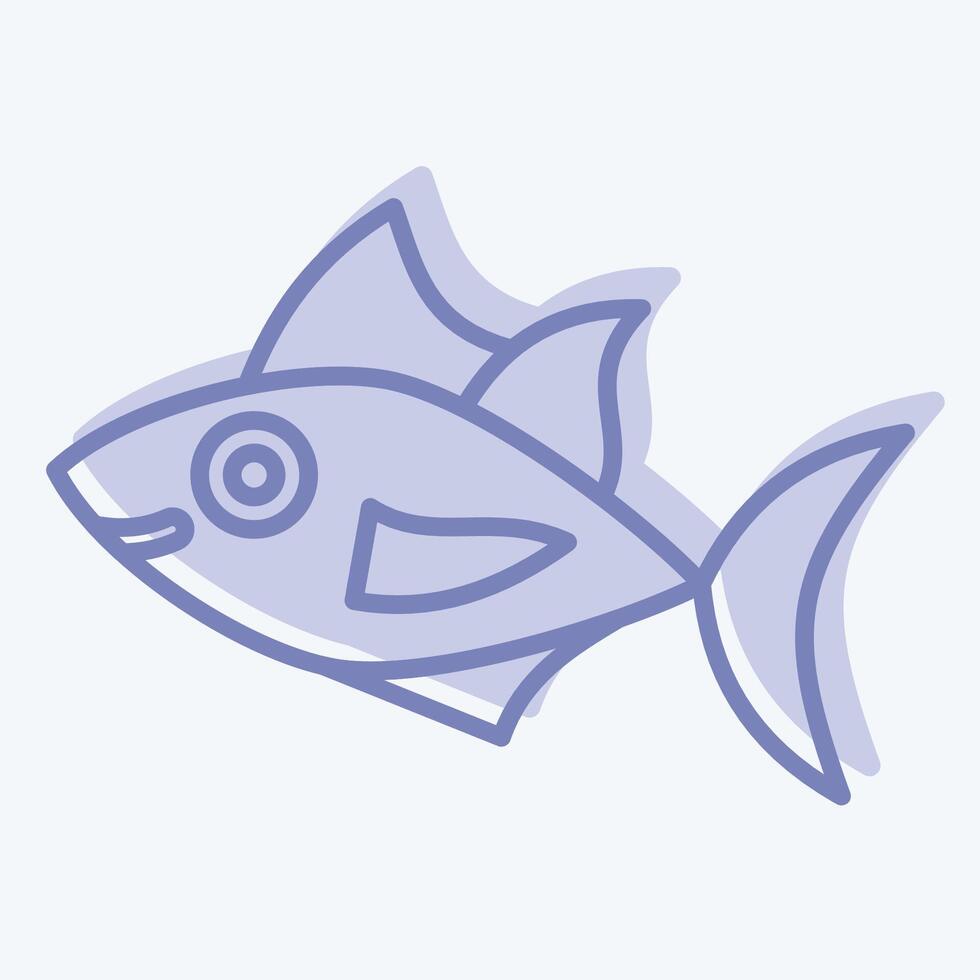 Icon Tuna. related to Seafood symbol. two tone style. simple design illustration vector