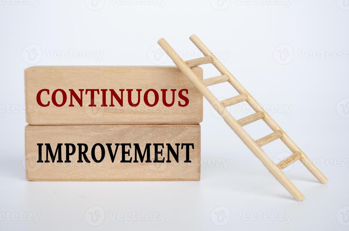 Continuous improvement text on wooden blocks. Business improvement concept photo