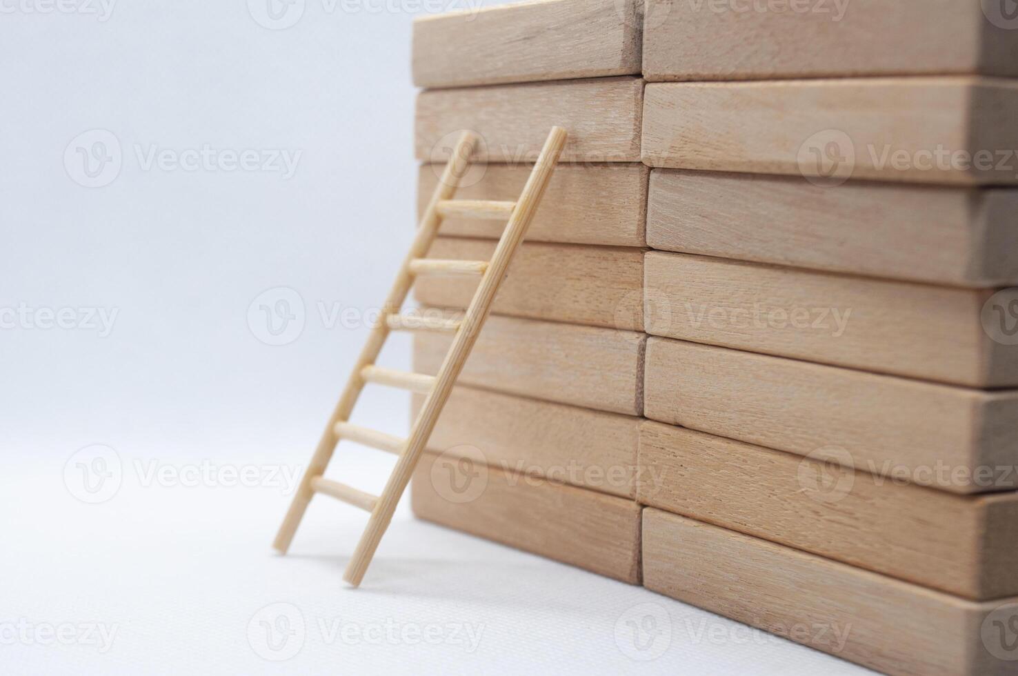 Ladder on a wooden blocks with customizable space for text photo