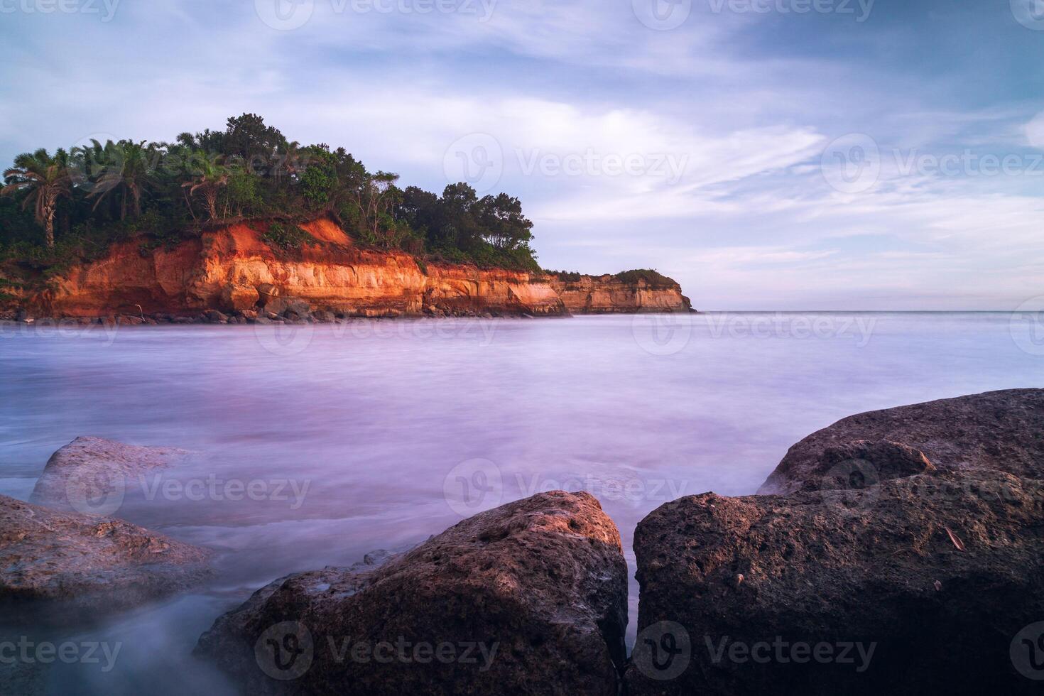 beautiful morning view from Indonesia of mountains and tropical forest photo