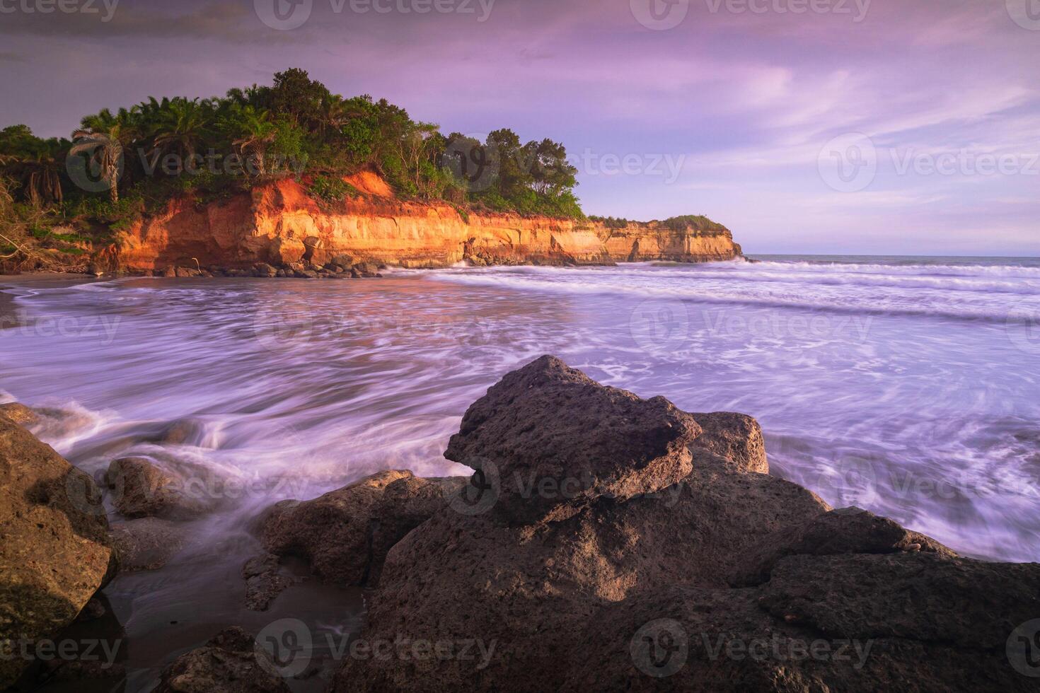 beautiful morning view from Indonesia of mountains and tropical forest photo